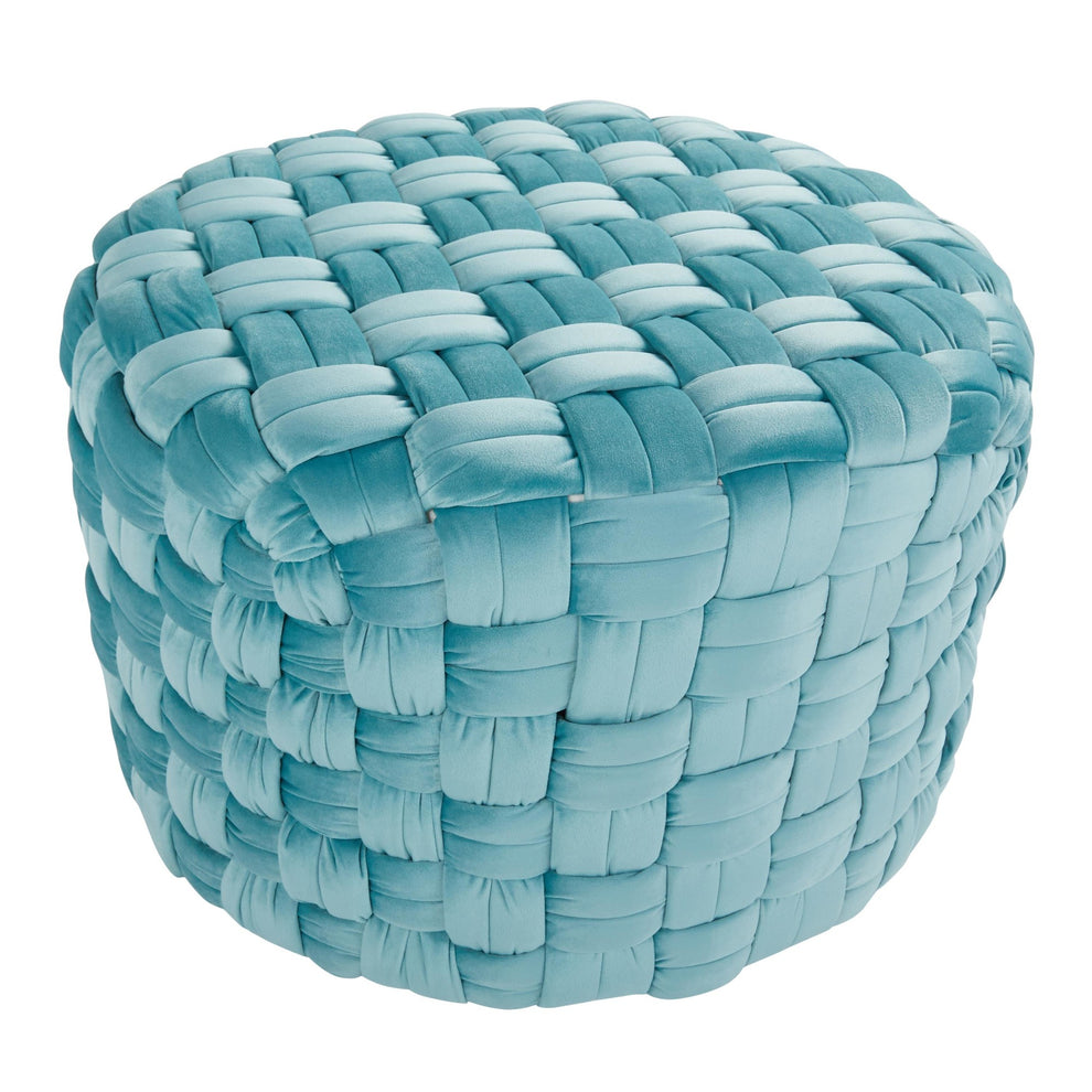 Braided Round 24" Ottoman in Cream Velvet By LumiSource | Ottomans | Modishstore - 12