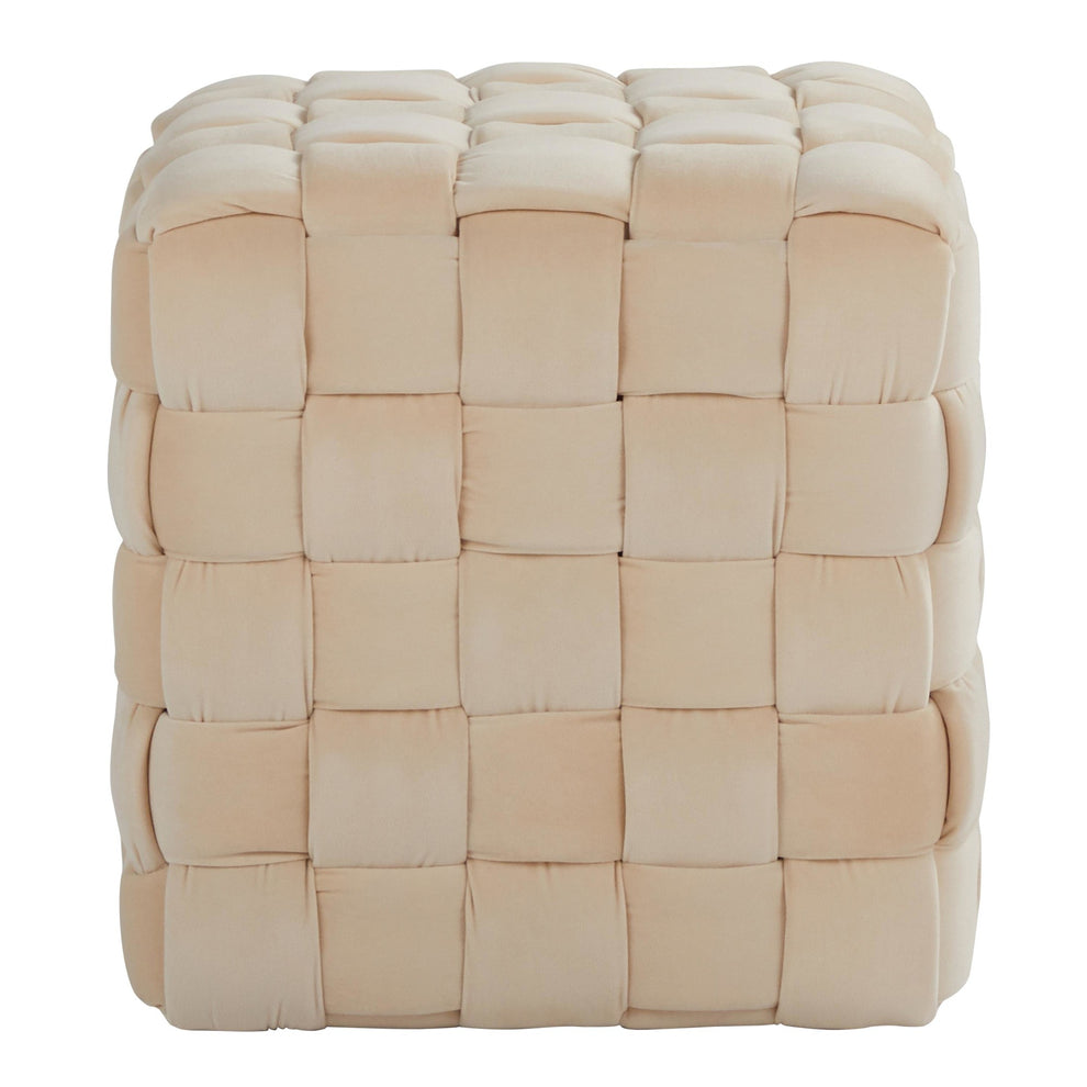 Square Braided 16" Ottoman in Cream Velvet By LumiSource | Ottomans | Modishstore - 4