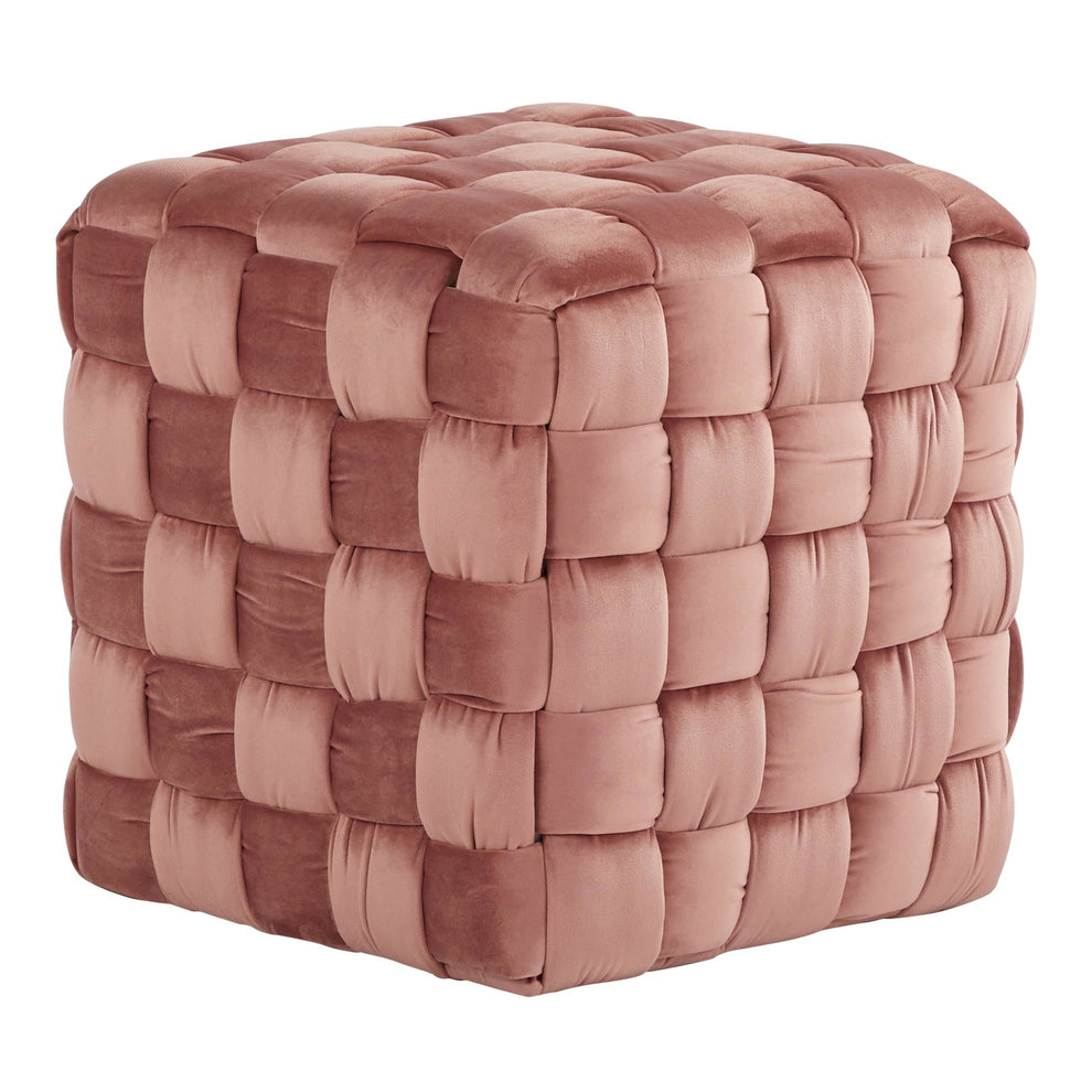 Square Braided 16" Ottoman in Cream Velvet By LumiSource | Ottomans | Modishstore - 16