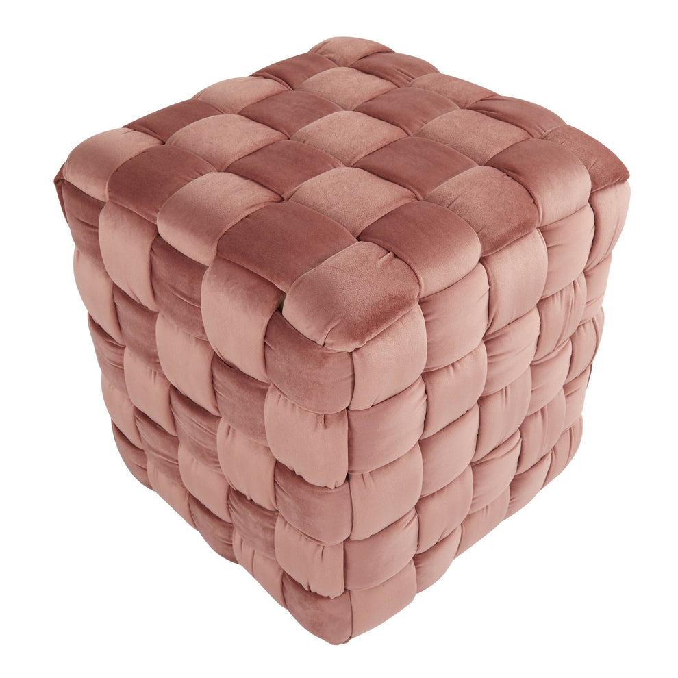 Square Braided 16" Ottoman in Cream Velvet By LumiSource | Ottomans | Modishstore - 20