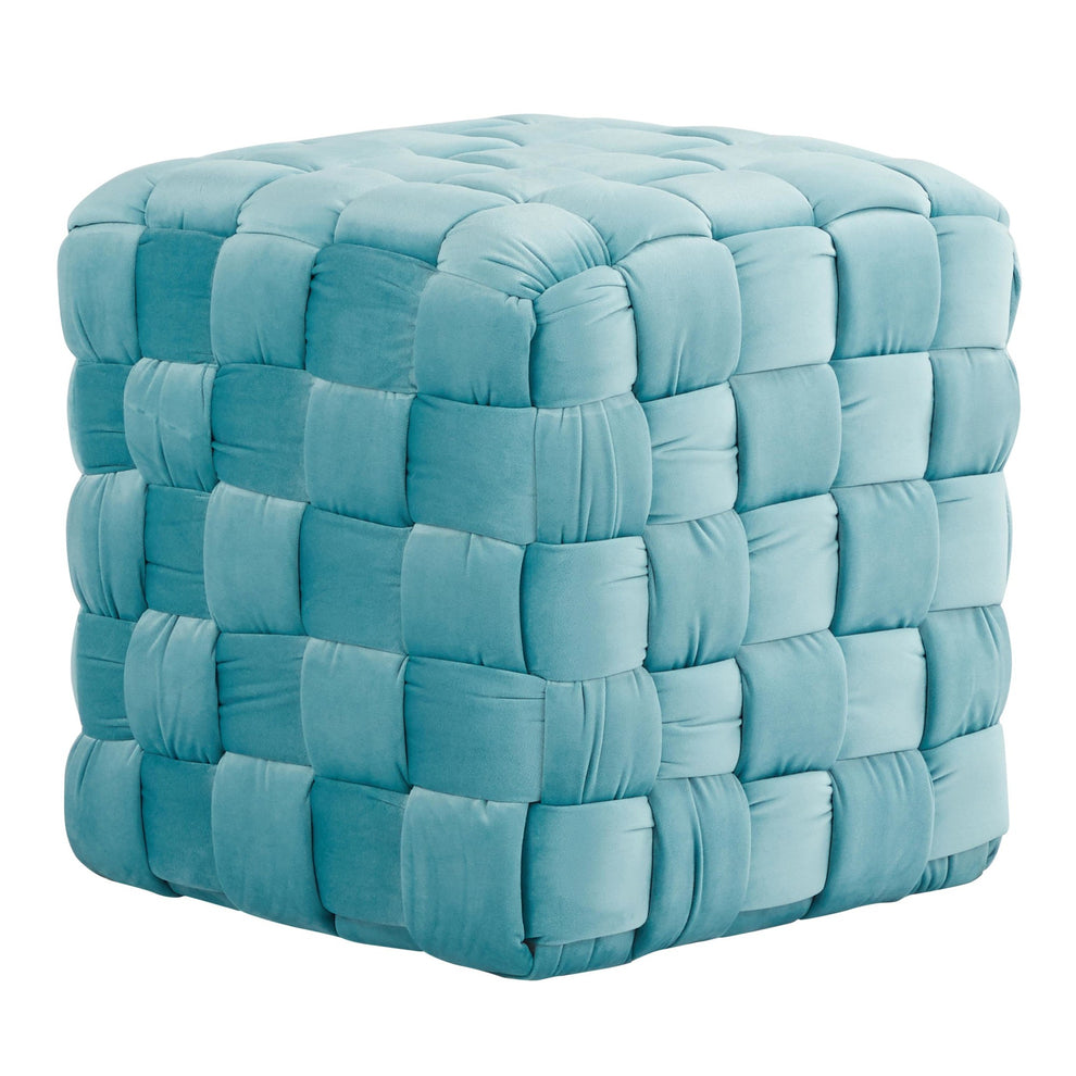 Square Braided 16" Ottoman in Cream Velvet By LumiSource | Ottomans | Modishstore - 11