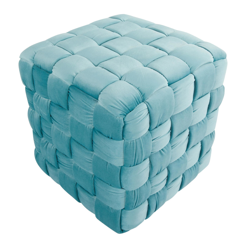 Square Braided 16" Ottoman in Cream Velvet By LumiSource | Ottomans | Modishstore - 15