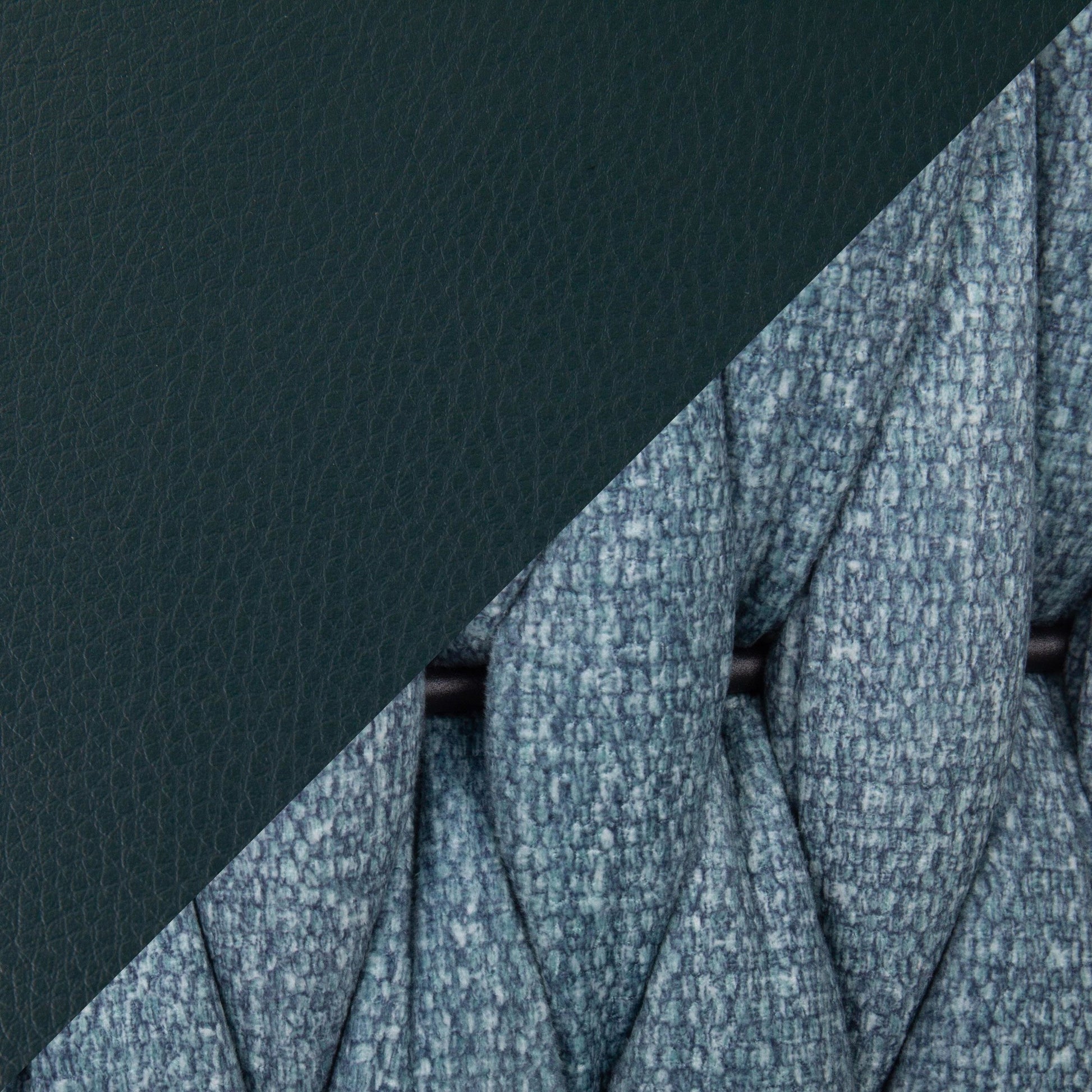 Braided Tania Contemporary Chair in Black Metal, Green Faux Leather, and Sea Green Fabric By LumiSource - Set of 2 | Dining Chairs | Modishstore - 4