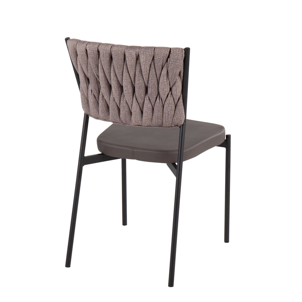 Braided Tania Contemporary Chair in Black Metal, Green Faux Leather, and Sea Green Fabric By LumiSource - Set of 2 | Dining Chairs | Modishstore - 15