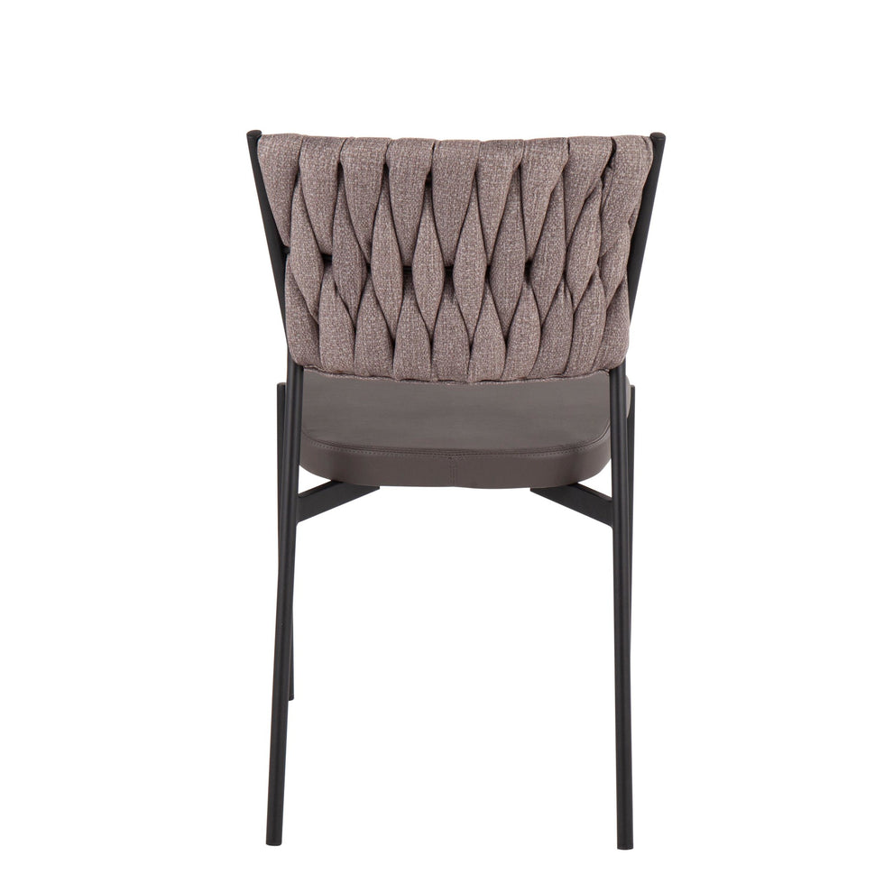 Braided Tania Contemporary Chair in Black Metal, Green Faux Leather, and Sea Green Fabric By LumiSource - Set of 2 | Dining Chairs | Modishstore - 16
