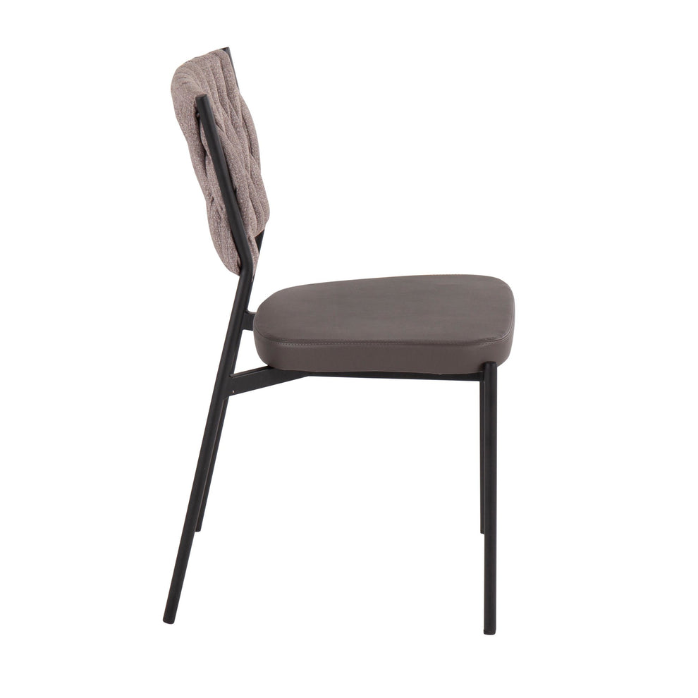 Braided Tania Contemporary Chair in Black Metal, Green Faux Leather, and Sea Green Fabric By LumiSource - Set of 2 | Dining Chairs | Modishstore - 14