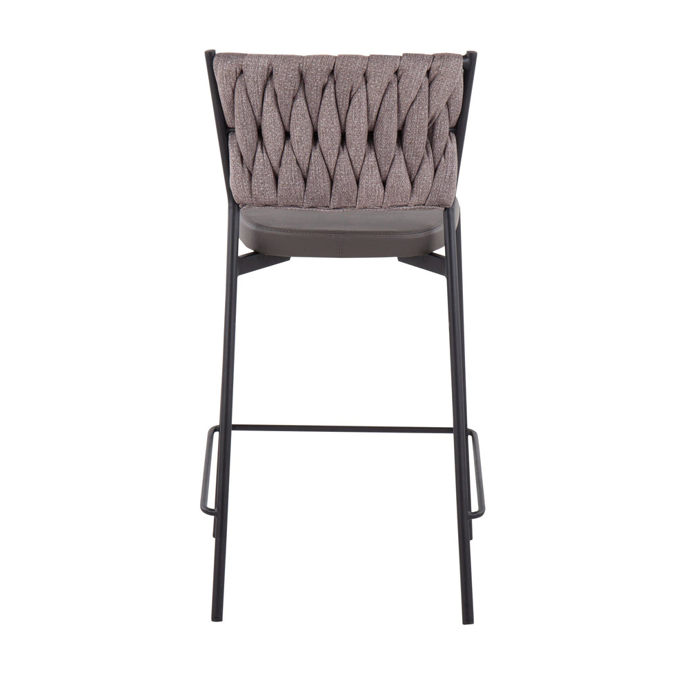 Braided Tania Contemporary Counter Stool in Black Metal, Green Faux Leather, and Sea Green Fabric By LumiSource - Set of 2 | Counter Stools | Modishstore - 20
