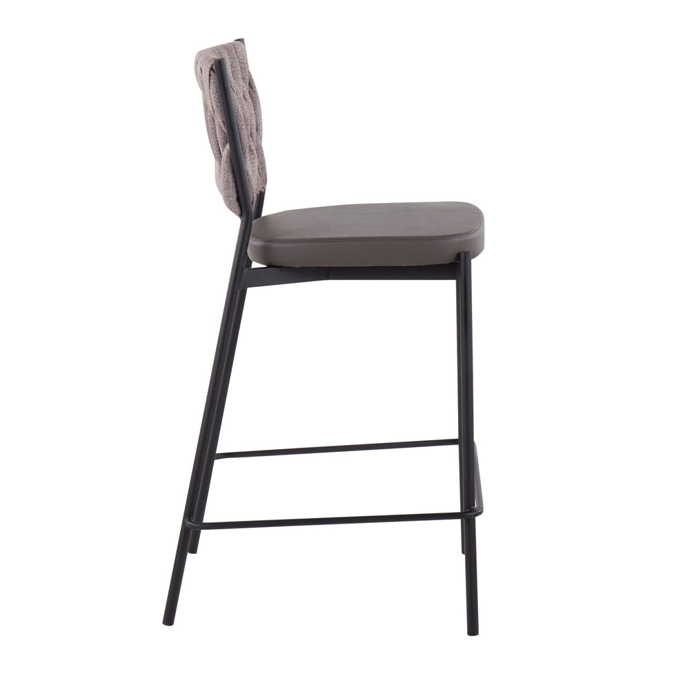 Braided Tania Contemporary Counter Stool in Black Metal, Green Faux Leather, and Sea Green Fabric By LumiSource - Set of 2 | Counter Stools | Modishstore - 18