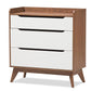 baxton studio brighton mid century modern white and walnut wood 3 drawer storage chest | Modish Furniture Store-2