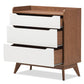 baxton studio brighton mid century modern white and walnut wood 3 drawer storage chest | Modish Furniture Store-3