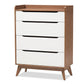 baxton studio brighton mid century modern white and walnut wood 4 drawer storage chest | Modish Furniture Store-3