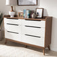 Baxton Studio Brighton Mid-Century Modern White and Walnut Wood 6-Drawer Storage Dresser | Modishstore | Drawers