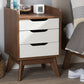 Baxton Studio Brighton Mid-Century Modern White and Walnut Wood 3-Drawer Storage Nightstand | Modishstore | Nightstands
