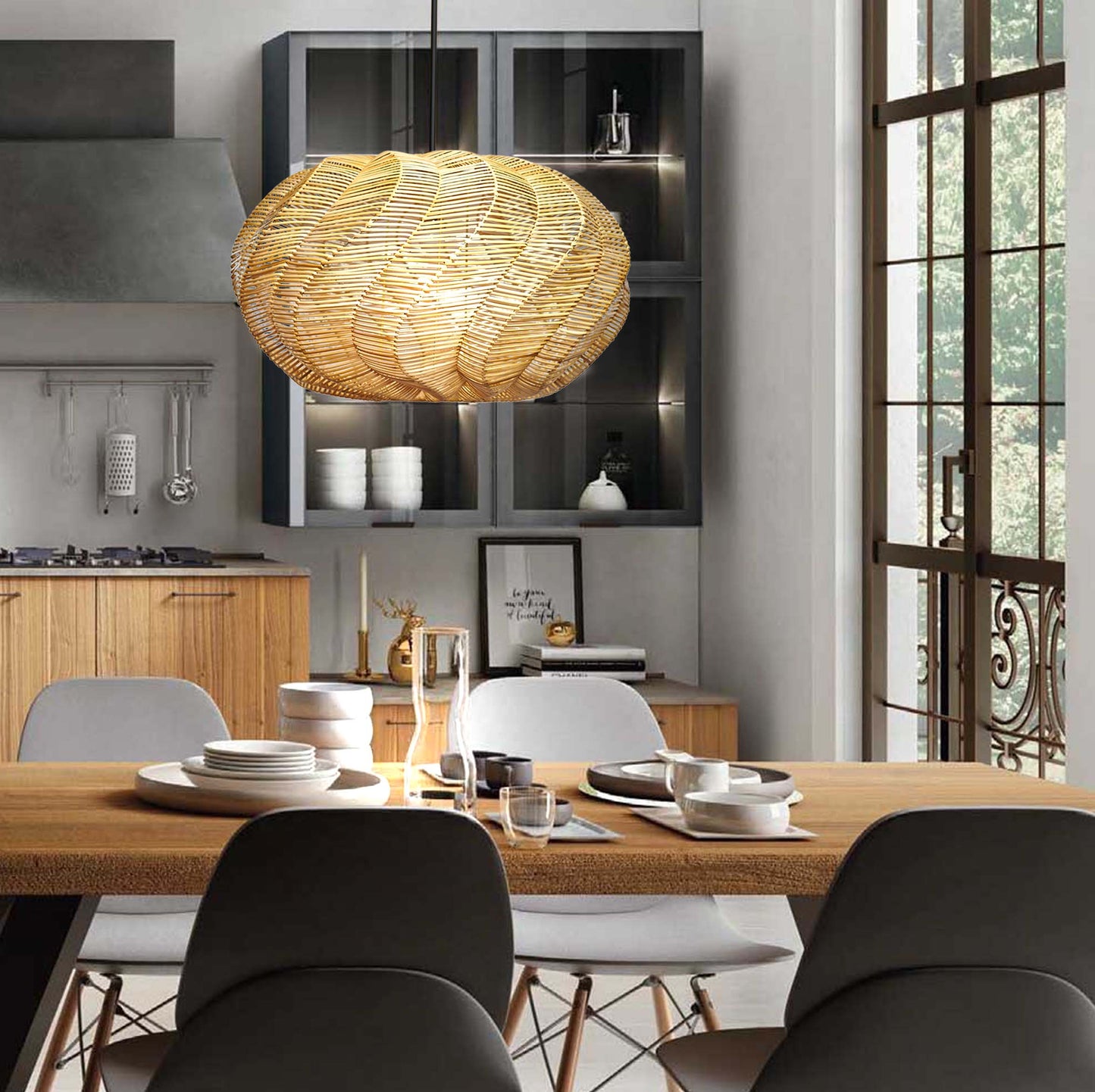 Rattan Spiral Sea Shell Pendant Light by Artisan Living-3