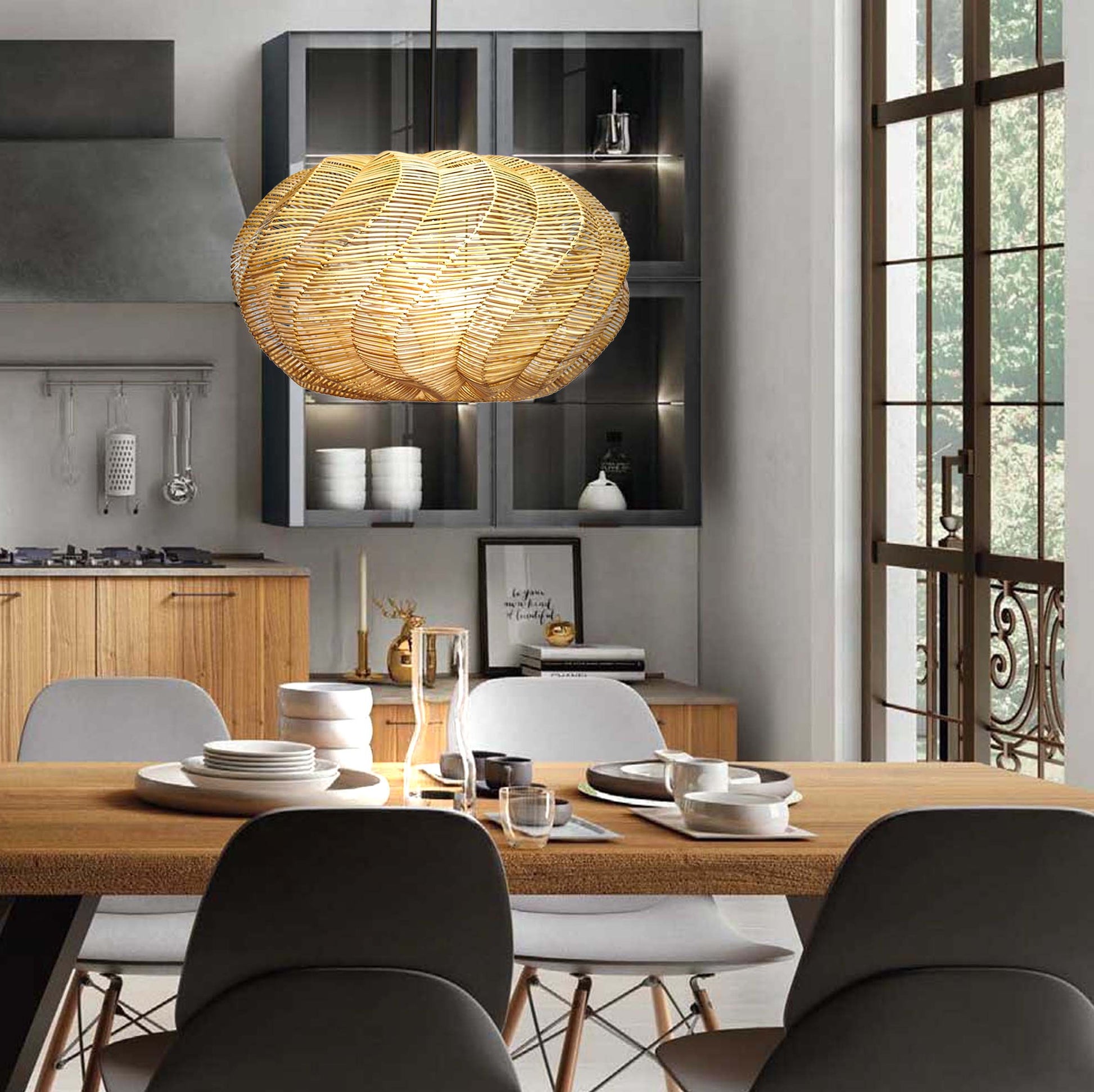 Rattan Spiral Sea Shell Pendant Light by Artisan Living-3