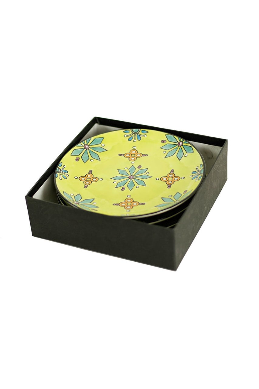 Handpainted Bright Ceramic Plates - Green by Vagabond Vintage | Modishstore | Dinnerware
