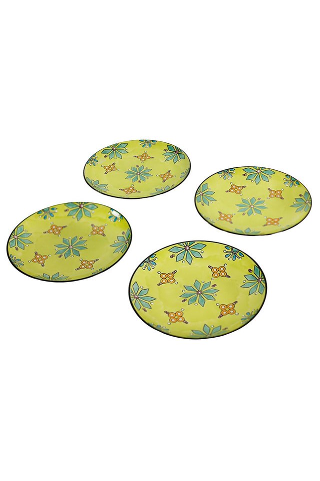 Handpainted Bright Ceramic Plates - Green by Vagabond Vintage | Modishstore | Dinnerware-2
