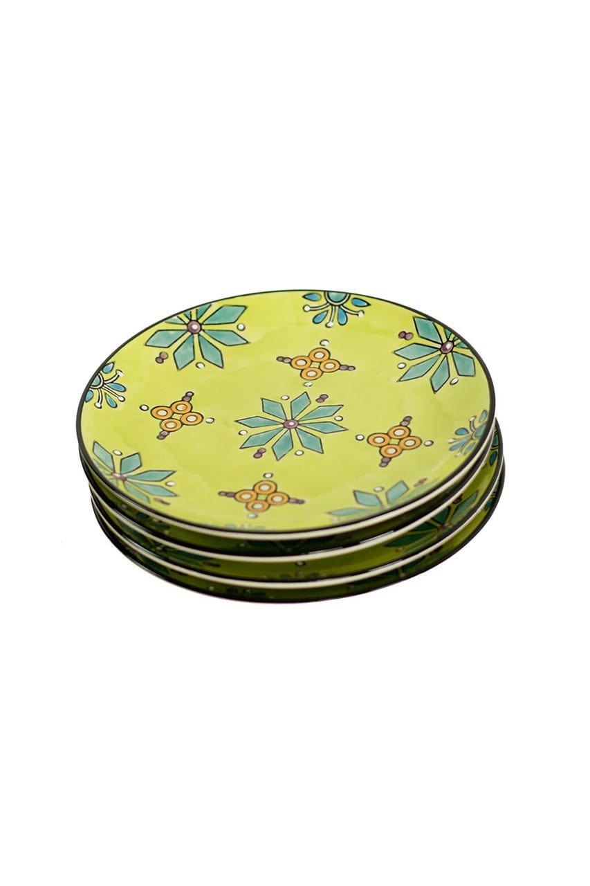 Handpainted Bright Ceramic Plates - Green by Vagabond Vintage | Modishstore | Dinnerware-3