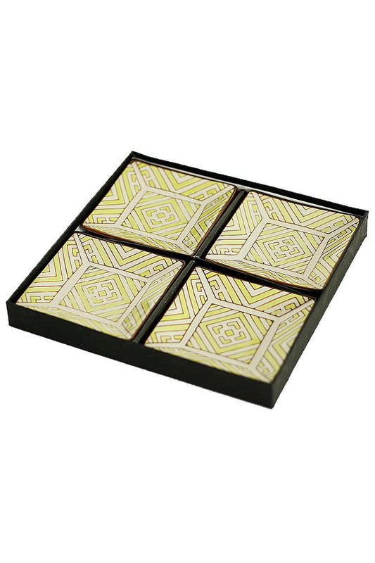 Handpainted Moroccan Square Plates- Green Set of 4 by Vagabond Vintage | Modishstore | Dinnerware