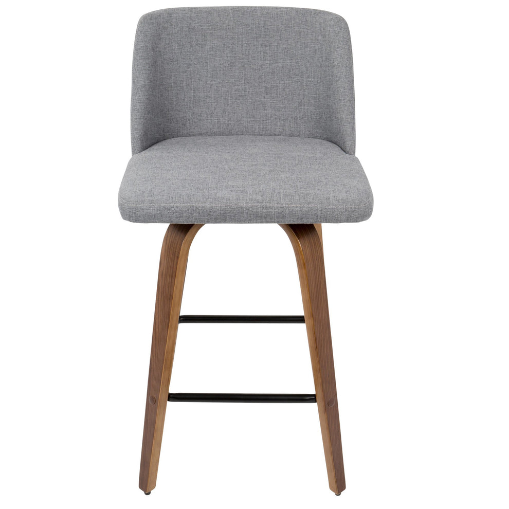 Toriano Mid-Century Modern Counter Stool in Walnut and Blue Fabric By LumiSource - Set of 2 | Counter Stools | Modishstore - 33