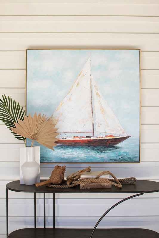 Framed Sailboat Oil Painting By Kalalou | Wall Painting | Modishstore