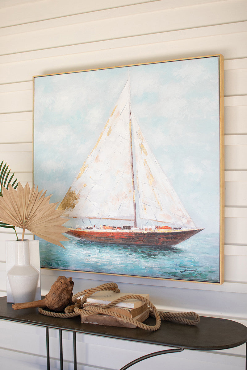 Framed Sailboat Oil Painting By Kalalou | Wall Painting | Modishstore - 3