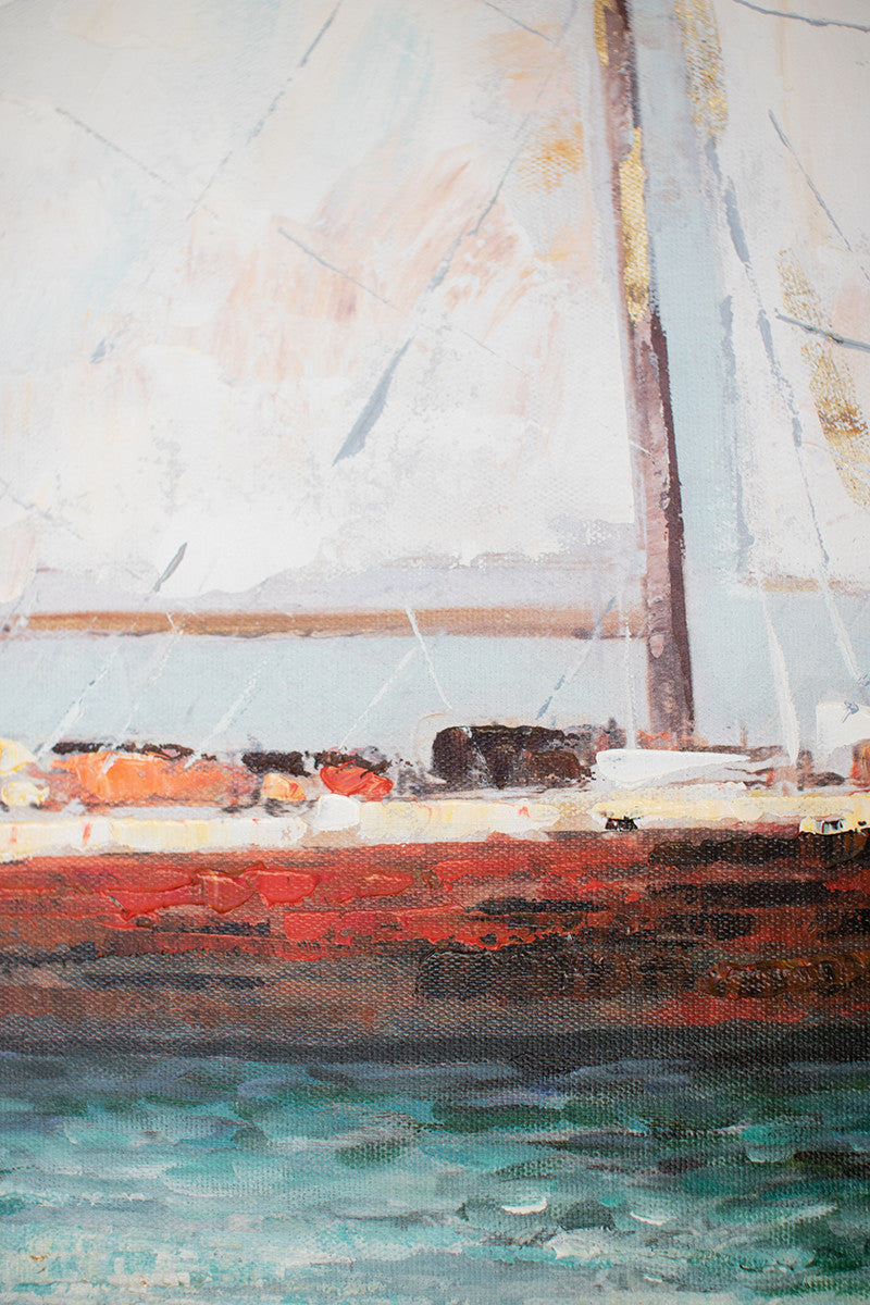 Framed Sailboat Oil Painting By Kalalou | Wall Painting | Modishstore - 2