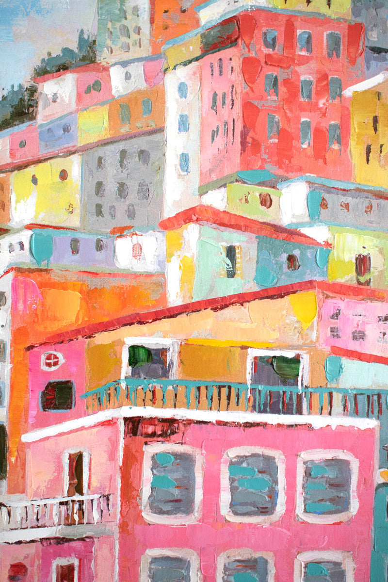 Colorful Houses Oil Painting By Kalalou | Wall Painting | Modishstore - 2
