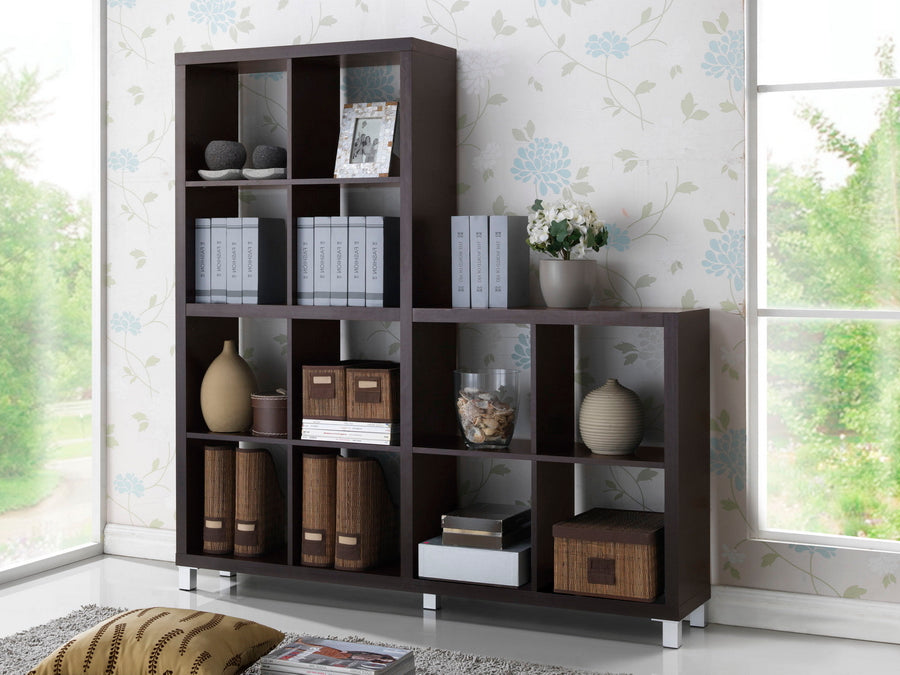 baxton studio sunna dark brown modern cube shelving unit | Modish Furniture Store-4
