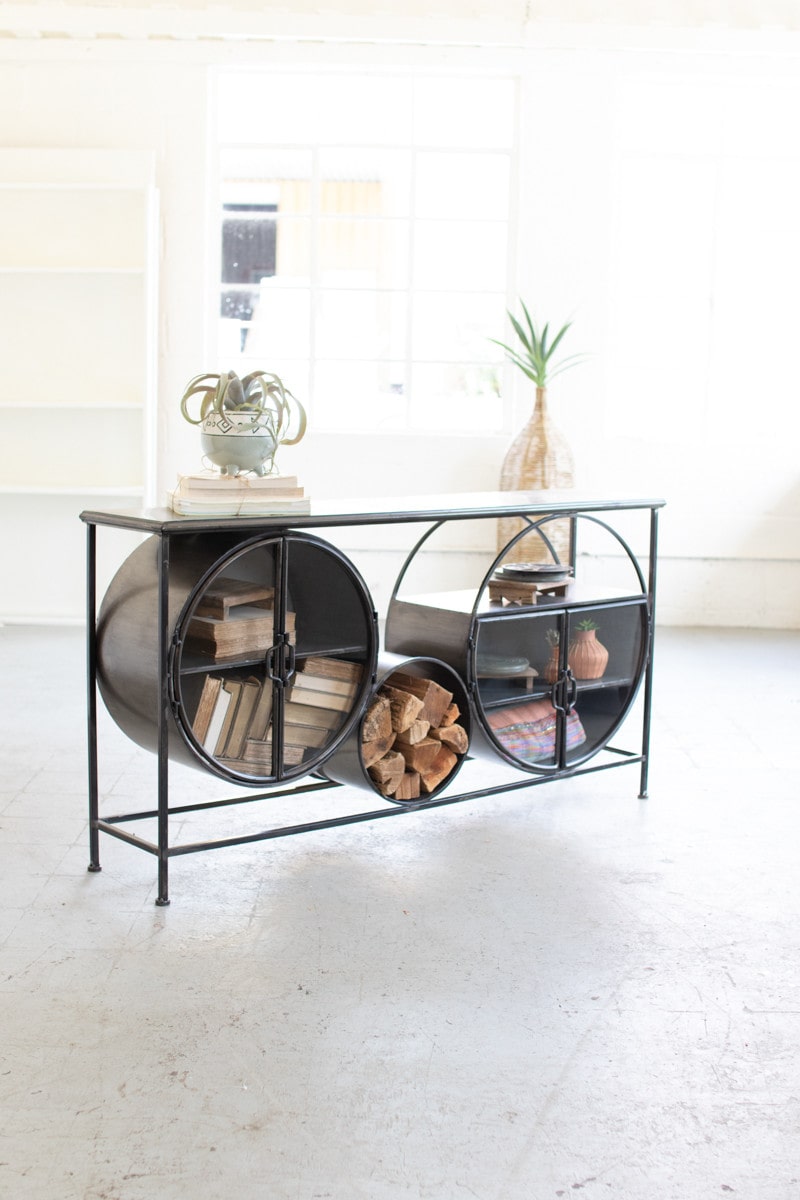 Kalalou Iron and Glass Circles Console Tables | Modishstore | Console Tables