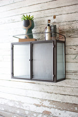 Kalalou Double Door Metal And Corrugated Glass Wall Cabinet