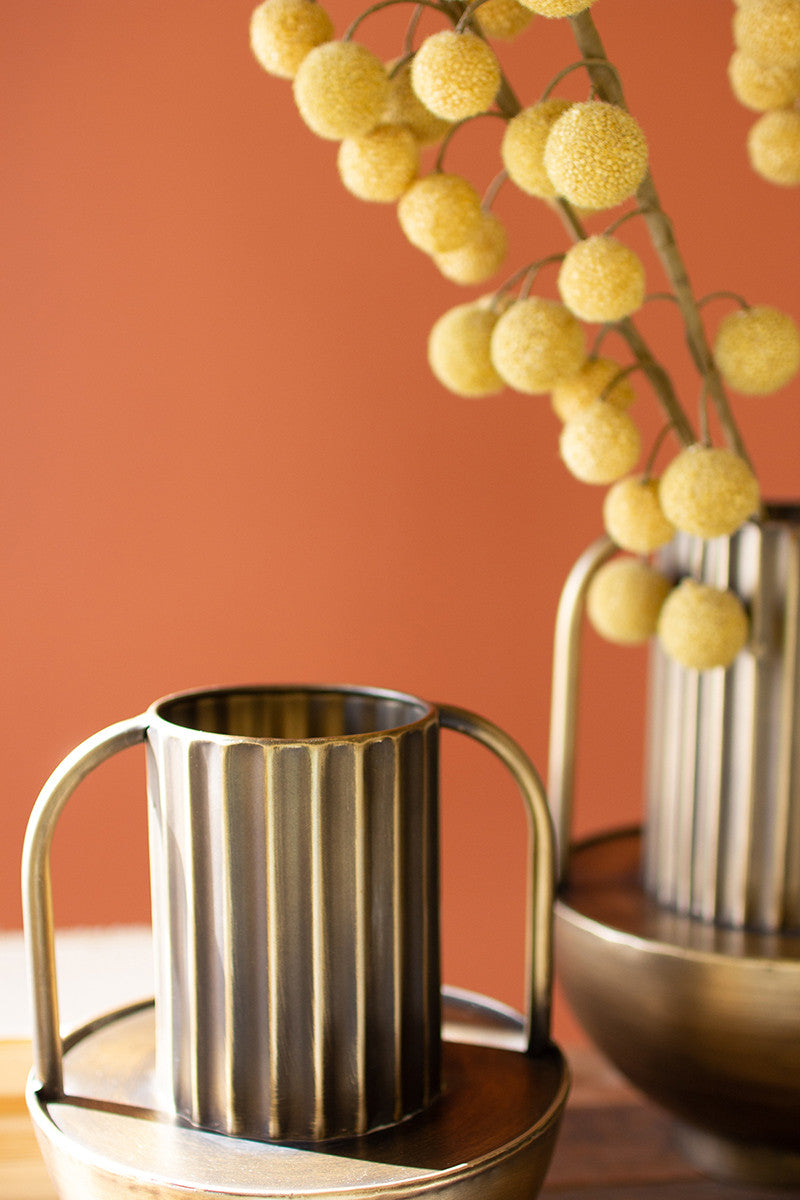 Metal Antique Brass Finish Vases With Handles Set Of 2 By Kalalou-2