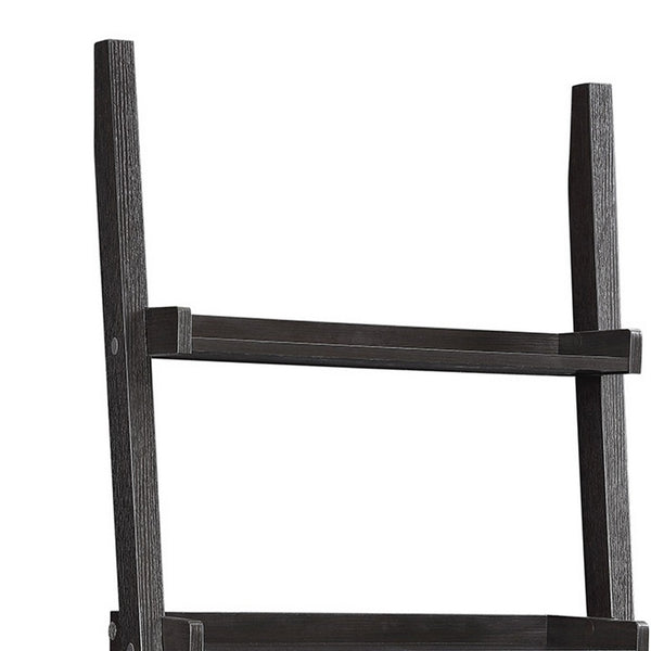 Sleek Wooden Ladder Bookcase With 5 Shelves, Brown By Benzara | Bookcases | Modishstore - 2