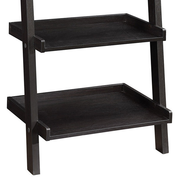 Sleek Wooden Ladder Bookcase With 5 Shelves, Brown By Benzara | Bookcases | Modishstore - 4