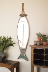 Kalalou Vertical Fish Mirror With Rope Hanger