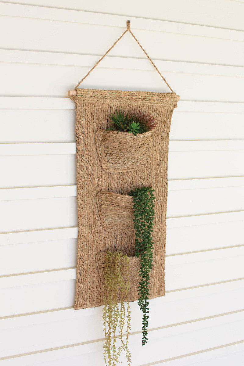 Seagrass Wall Hanging With Pockets By Kalalou | Hanger | Modishstore