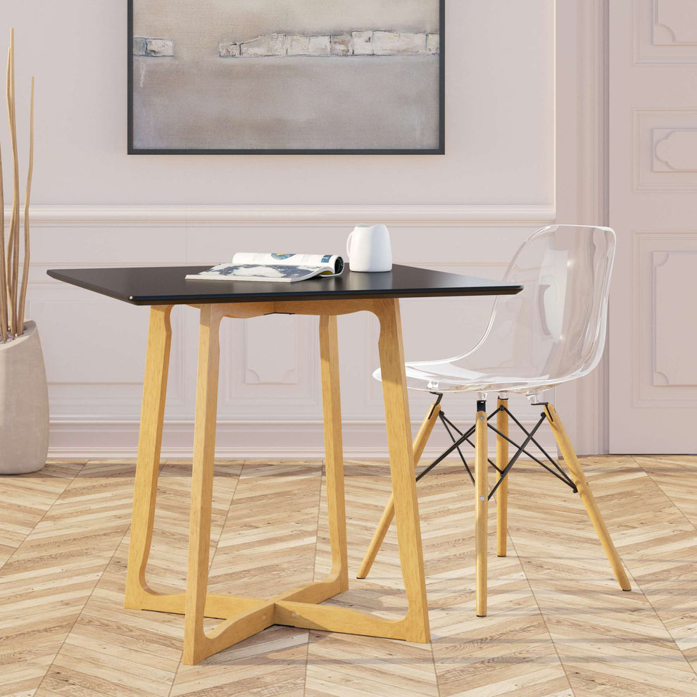 LeisureMod Cedar Square Bistro Dining Table W/ Natural Wood X Shaped Sled Base | Dining Tables | Modishstore - 2