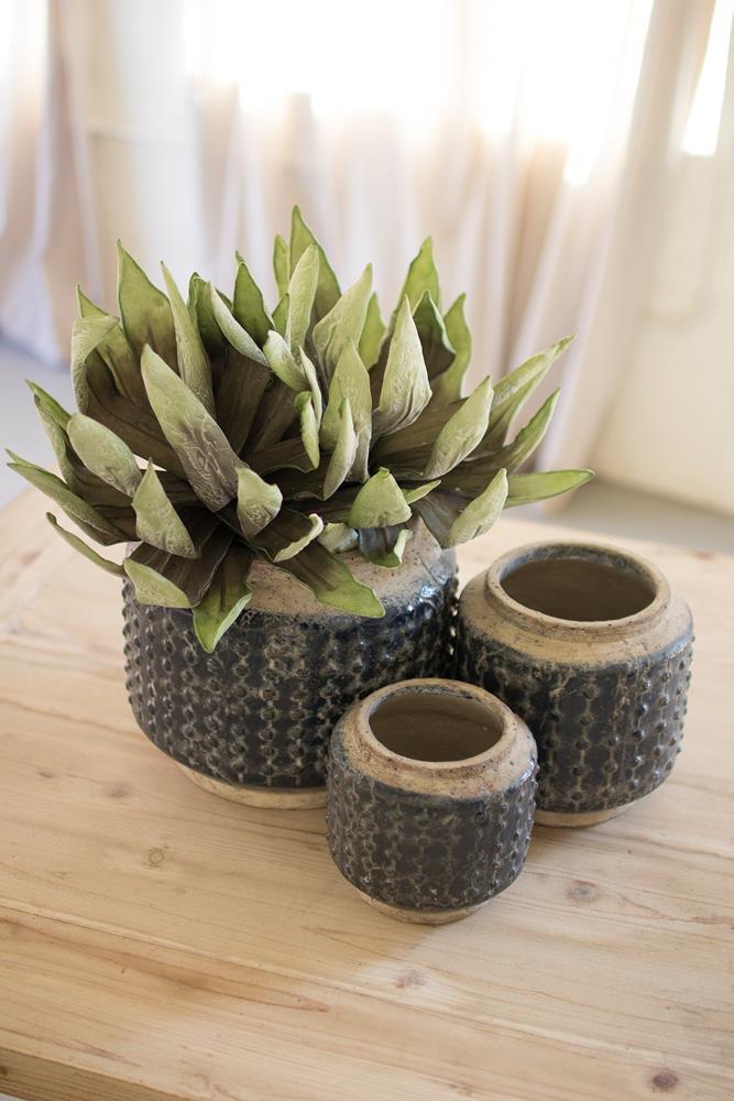 Kalalou Dark Blue Knobby Ceramic Pots | Modishstore | Planters, Troughs & Cachepots