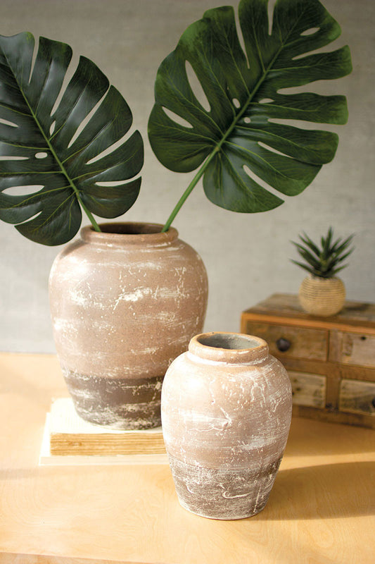 Ceramic Two-Toned Urns Set Of 2 By Kalalou | Modishstore | Vases