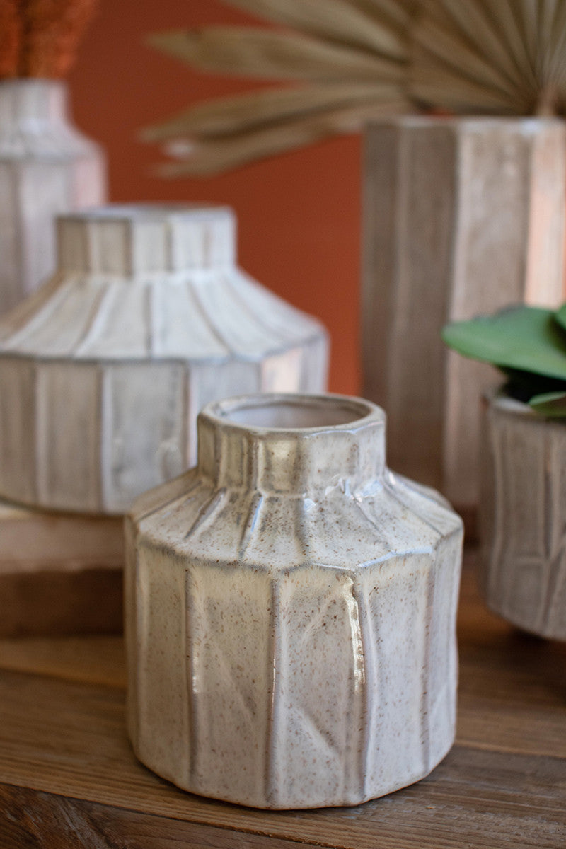 White Ceramic Planters Set Of 5 By kalalou | Planters, Troughs & Cachepots |  Modishstore  - 4