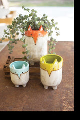 Kalalou Ceramic Fox Planters - Set Of 3