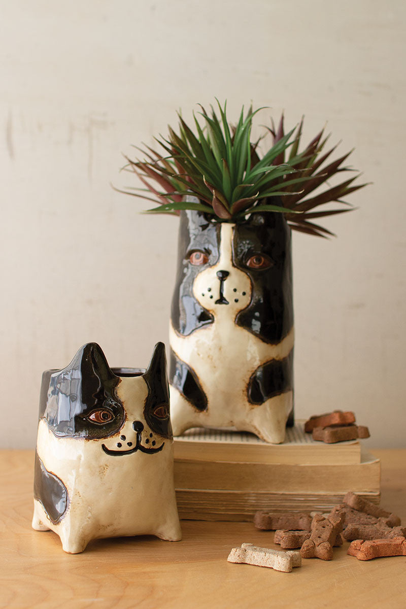 Ceramic Dog Planters Set Of 2 By Kalalou | Modishstore | Planters, Troughs & Cachepots