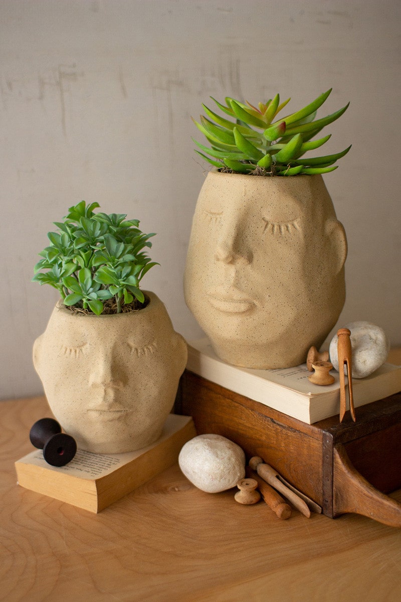 Ceramic Face Planters By Kalalou | Modishstore | Planters, Troughs & Cachepots