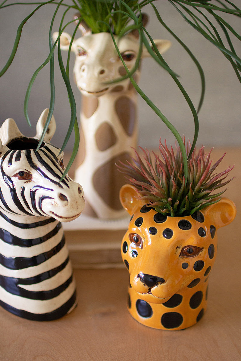 Ceramic Safari Animal Succulent Planters Set Of 3 By Kalalou-3