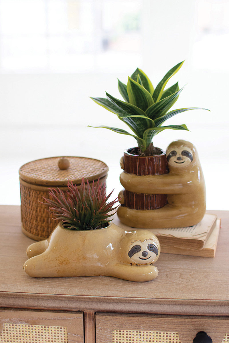 Ceramic Sloth Planters Set Of 4 By Kalalou | Modishstore | Planters, Troughs & Cachepots