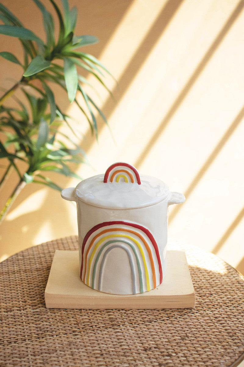 Ceramic Rainbow Canister By Kalalou | Jars & Canisters | Modishstore