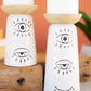 Set Of Two Ceramic Candle Holders With Eyes Detail By Kalalou | Candle Holders | Modishstore - 2