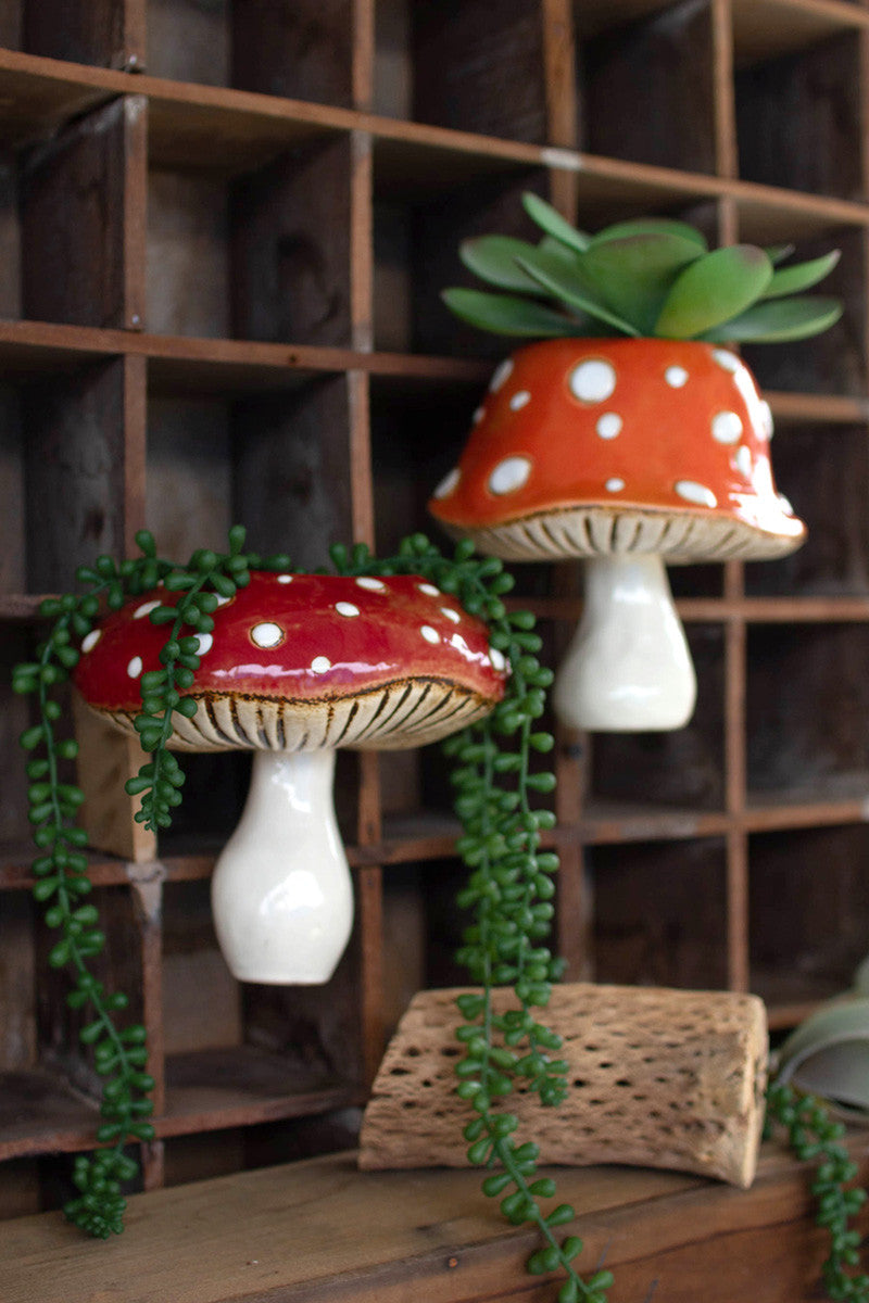 Toadstool Wall Hanger Planters Set Of 2 By Kalalou | Planters, Troughs & Cachepots | Modishstore