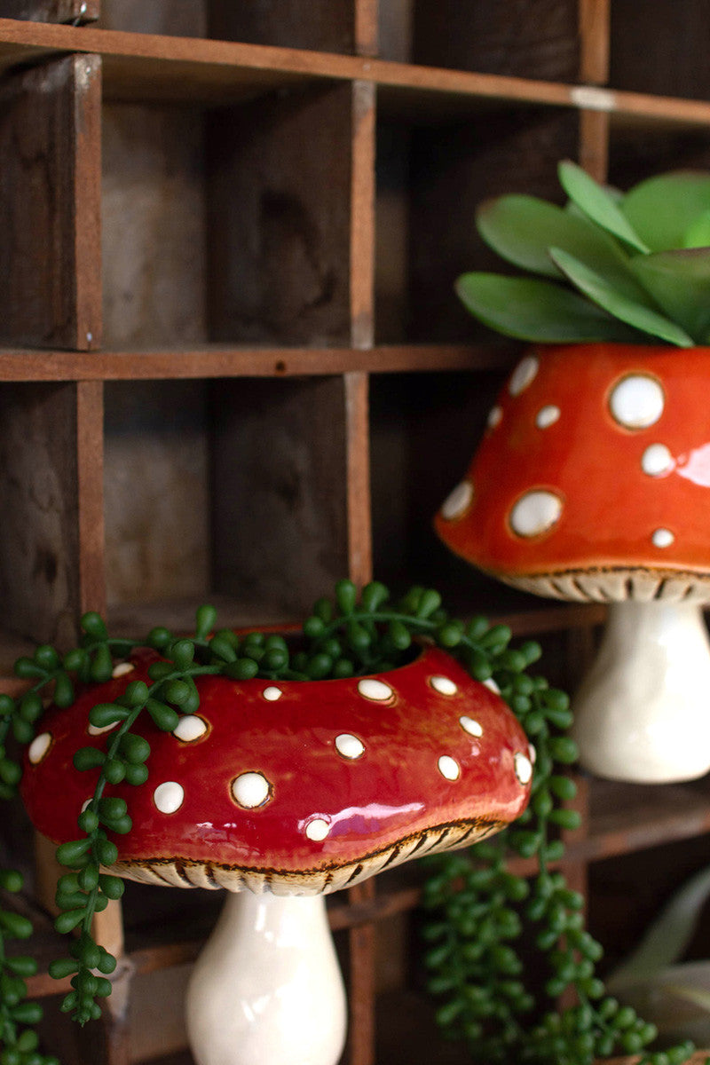 Toadstool Wall Hanger Planters Set Of 2 By Kalalou | Planters, Troughs & Cachepots | Modishstore - 2