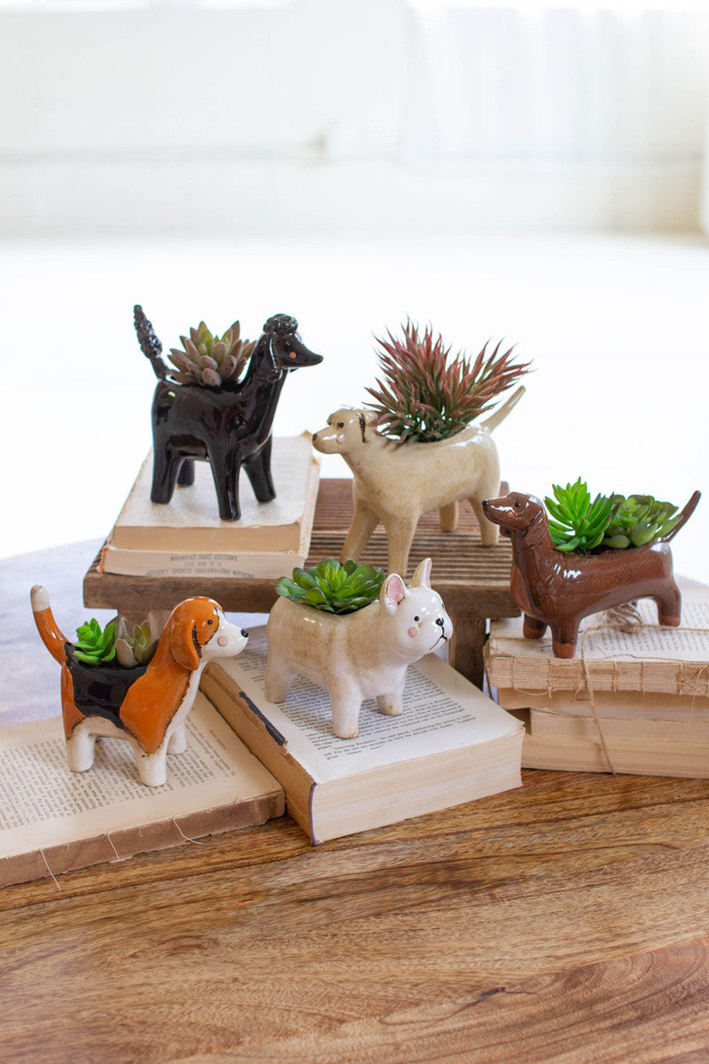 Ceramic Dog Planters Set Of 5 By Kalalou | Planters, Troughs & Cachepots | Modishstore